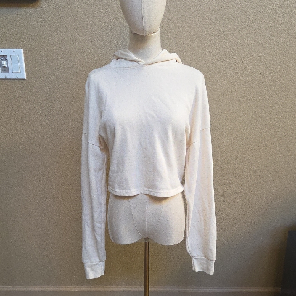 Forever 21 Off-White Cropped Hoodie